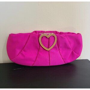 Lovecat Heart Purse Handbag Clutch Heart Pink Satin